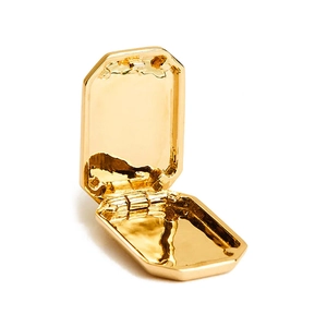 Minimalist square octagram locket pendant in polished gold with an open photo frame design