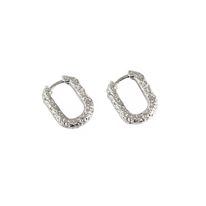 Minimalist S925 sterling silver hoop earrings with unique irregular lava texture finish