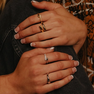 Minimalistische S925 Sterling Silber Ringe mit Zirkon-Besatz in Gold und Silber-Optik