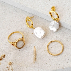 Orecchini Pendenti Geometrici Irregolari Barocchi Con Perno In Argento Sterling 925 Perla Artificial Naturale Per Donna Elegante
