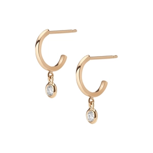 925 Sterling Silver C-Shaped Hoop Earrings For Women Minimalist Round Rhinestone Dangle Earrings 18K Gold Plated Jewelry