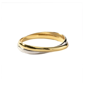 Bague élégante en argent sterling S925 bicolore avec design entrelacé poli