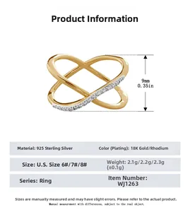 Detailed infographic of S925 sterling silver crisscross ring showing 9mm width scale