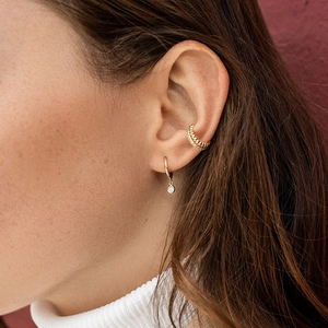 Elegant S925 sterling silver gold-plated hoop earrings with cubic zirconia charms