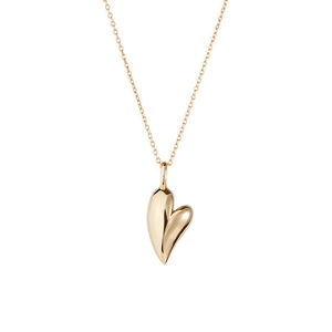 Polished gold S925 sterling silver heart pendant necklace with minimalist link chain