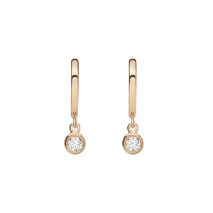 Elegant 925 silver hoop earrings with round brilliant cubic zirconia drop in rose gold