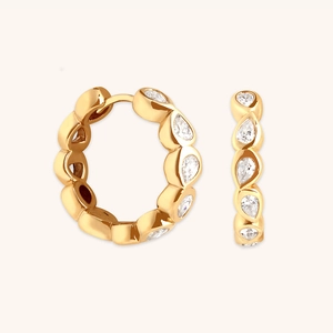 S925 Sterling Silver Hoop Earrings With Pear Cut Rhinestone Inlaid Elegant Geometric Teardrop Stone Ear Buckle Jewelry For Women