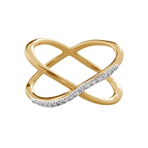 Minimalist S925 sterling silver X-shaped crossover ring with pave cubic zirconia stones
