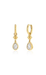 Detail view of pear-cut zircon teardrop earrings in gold-plated 925 sterling silver