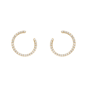 Boucles d'Oreilles Clous Forme C Géométrique en Argent Sterling S925 Avec Strass Bijoux Minimalistes Plaqués Or Argent Femme