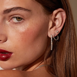 Set de boucles d'oreilles en argent S925 en forme de C avec zircons au look superposé