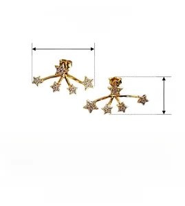 Detailed specs for 925 sterling silver star earrings featuring size and plating info