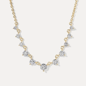 Collier Pendentif en Argent Sterling 925 et Zirconia pour Femme Luxe Minimaliste Zircon Rond Dégradé Bijoux Chaîne