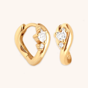 Boucles d'Oreilles Huggie Cœur en Argent Sterling 925 Strass Design Géométrique Irrégulier Plaqué Or Argent Bijoux de Mode Femme