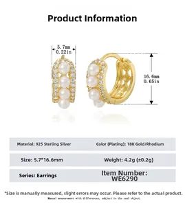 Tableau des tailles détaillé pour boucles d'oreilles en argent S925 avec perles et zircons