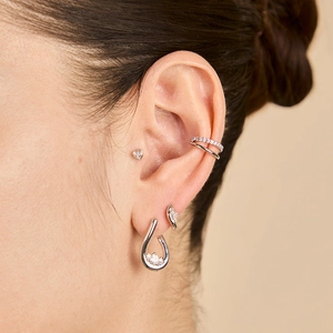 Ensemble de boucles d'oreilles S925 argent cœur zircon avec boucles d'oreilles empilées