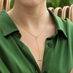 Minimalistische S925 Sterlingsilber vergoldete Y-Halskette mit OT-Verschluss für Damen