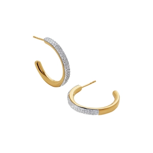 Boucles d'oreilles C en argent sterling S925 doré avec cristaux de zircon brillants