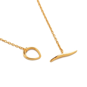 Halskette aus poliertem S925-Sterlingsilber mit minimalistischem goldenem OT-Knebelverschluss