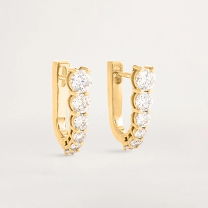 Boucles d'Oreilles Créoles en Forme de U en Argent Sterling 925 pour Femmes Avec Strass Incrusté Bijoux de Mode Cadeau Quotidien