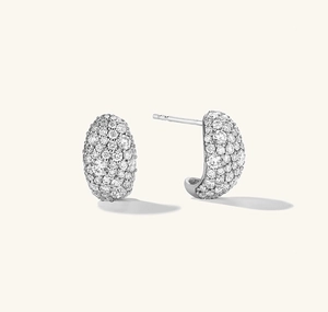 Detailed view of S925 sterling silver hoop earrings with full pavé zircon stones