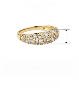 Detailed view of S925 sterling silver band with full cubic zirconia stones and dimensions