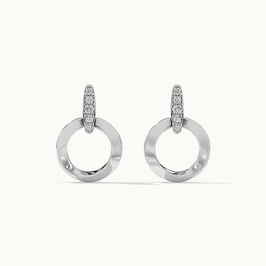 Elegant S925 sterling silver hoop earrings with four vertical cubic zirconia stones