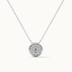 Classic S925 sterling silver necklace with round zircon pendant on a cable chain