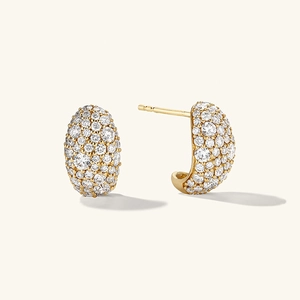 925 Sterling Silver Pave Rhinestone Stud Earrings Luxurious C-Shaped Hoop Earrings For Women Elegant Geometric Jewelry