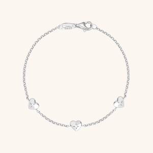 Bracelet cœur minimaliste en argent sterling S925 avec zircons et fermoir mousqueton