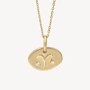 Minimalist S925 sterling silver Aries zodiac gold pendant necklace with cubic zirconia
