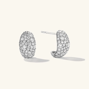 Sparkling S925 sterling silver J-back earrings featuring pave-set cubic zirconia crystals