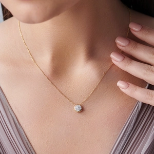 Elegant S925 sterling silver necklace with a round cluster zircon pendant for women