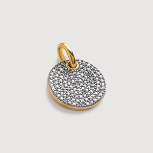 Pendentif en Argent Sterling S925 Rond Pavé de Zircone pour Femme Élégant Bijou Minimaliste Géométrique Plaqué Or