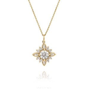 Vintage S925 sterling silver starburst pendant necklace with sparkling diamonds