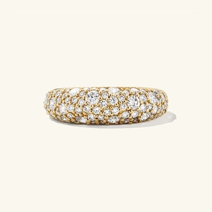 925 Sterling Silver Wide Band Ring For Women Men Full Pave Zirconia Dome Ring 18K Gold Plated Geometric Pave Jewelry Engagement Wedding Party Gift