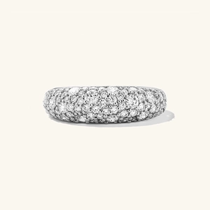 Sparkling S925 sterling silver wide band ring fully paved with shimmering cubic zirconia