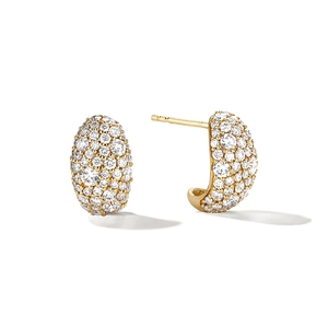 Elegant 18K gold-plated oval hoop earrings with shimmering pavé set cubic zirconia