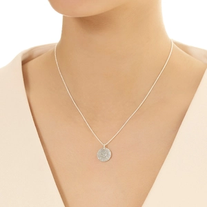 Collier minimaliste en argent sterling S925 avec pendentif rond pavé de zircons brillants