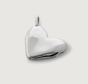 Polished silver heart locket pendant with high-gloss mirror finish and sturdy bail