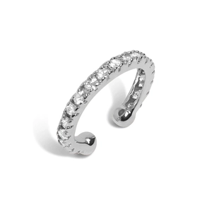 Minimalistische S925 Sterling Silber Ohrmanschette mit funkelnden Zirkonia-Steinen