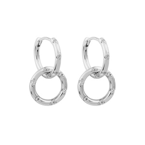 Elegant S925 sterling silver interlocking hoop earrings with sparkling zircon stones