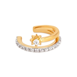 S925 sterling silver gold ear cuff featuring star motif and zircon micro-pave design