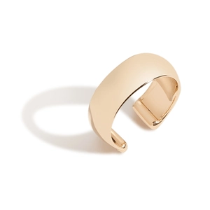 Minimalist wide gold-plated S925 sterling silver ear cuff with polished mirror finish
