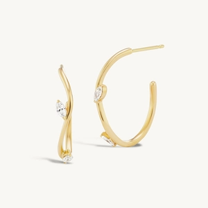 Orecchini a Bottone in Argento Sterling 925 Zirconia Marquise Irregolare per Donna Design a Onda Orecchini a Cerchio a C Gioielli