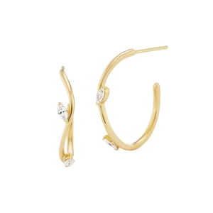 Orecchini minimalisti in argento S925 dorato con zirconi dal taglio marquise