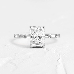 Minimalist S925 sterling silver ring featuring a radiant-cut rectangular zircon centerpiece