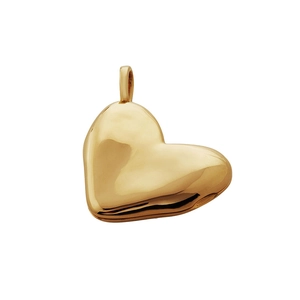 Polished gold S925 sterling silver heart locket pendant with a smooth mirror finish