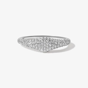 Elegant S925 sterling silver ring featuring pave set sparkling zircon stones in a modern design
