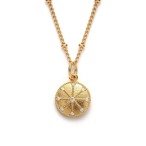 S925 Sterling Silver Starburst Sun Coin Pendant Necklace For Women Inlaid Zirconia Gold White Gold Plated Vintage Luxury Jewelry